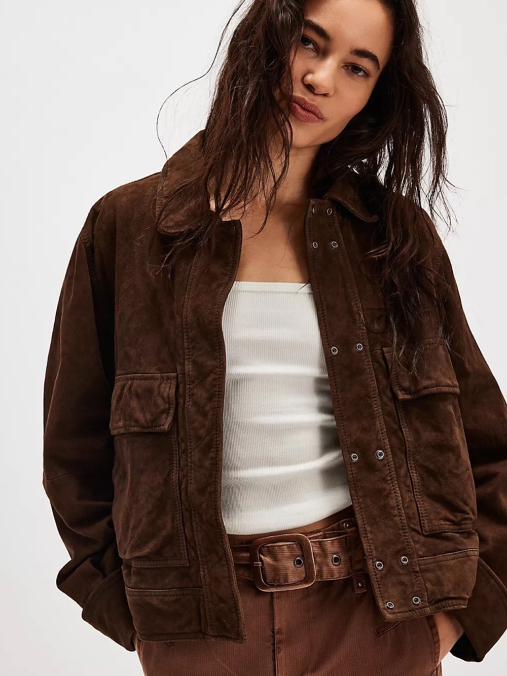 Free People x Yellowstone Suzy suede Jacket Chocolate $598